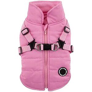 Puppia Winter Coat Harness Dog Cat Vest Pink Smart Tag Mountaineer II Puffer